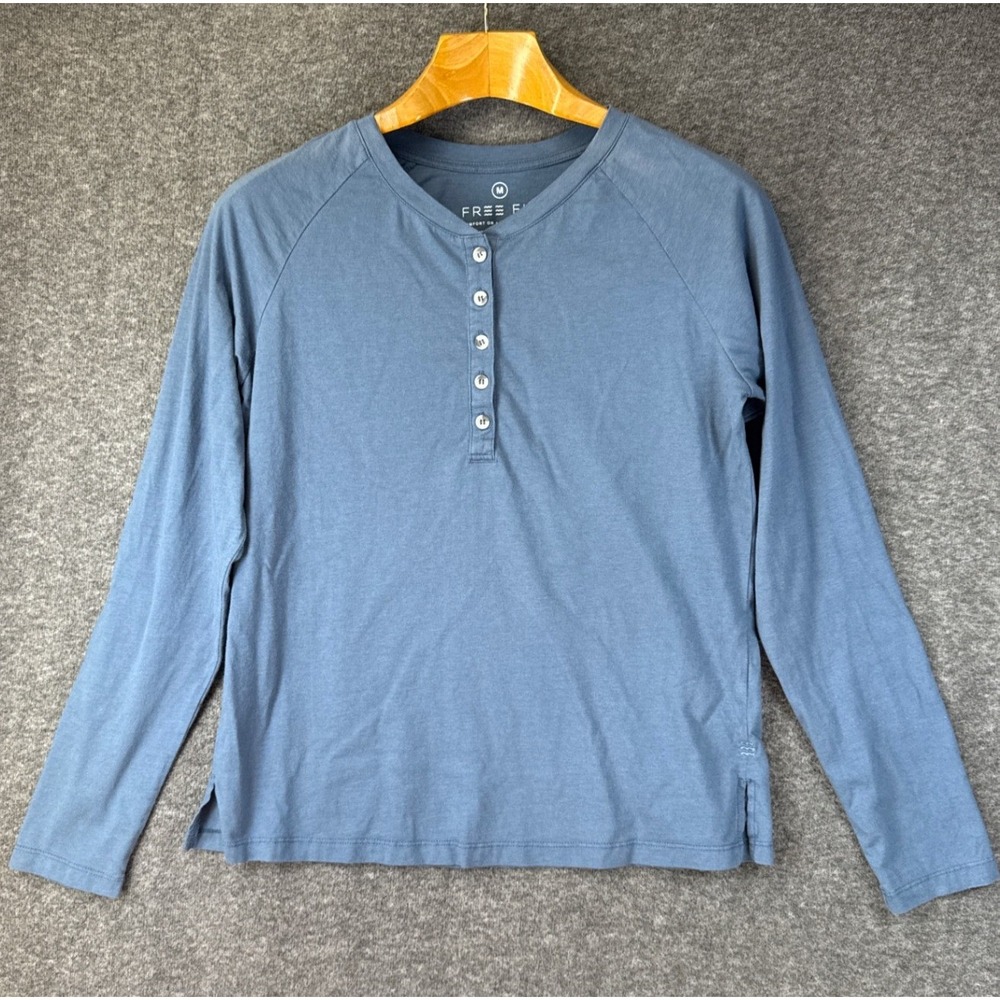 Free Fly Henley Men M UPF 50+ Bamboo Cotton Long Sleeve Raglan Top Preppy Travel